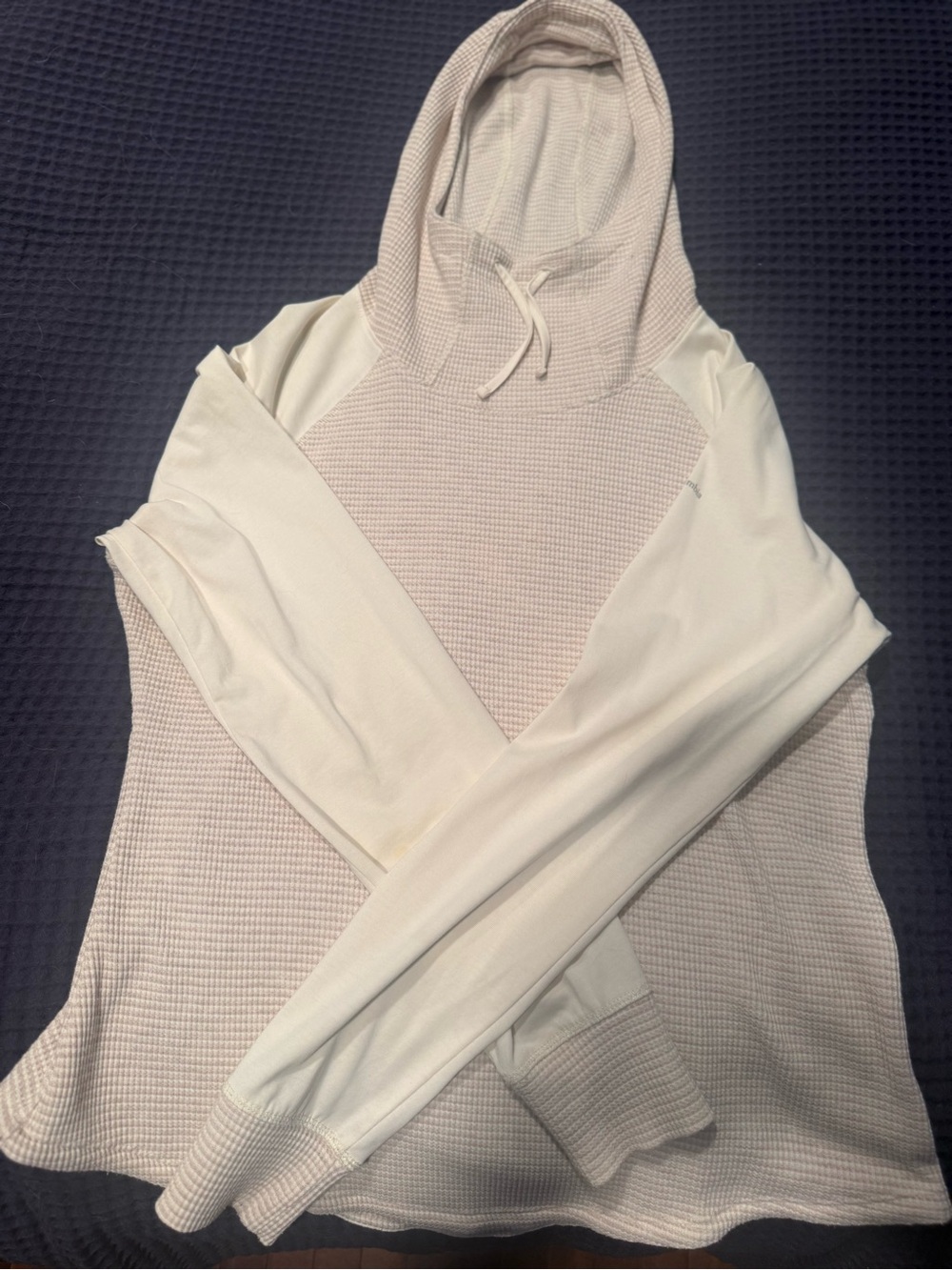 Columbia Cream Waffle-Knit Hooded Pullover